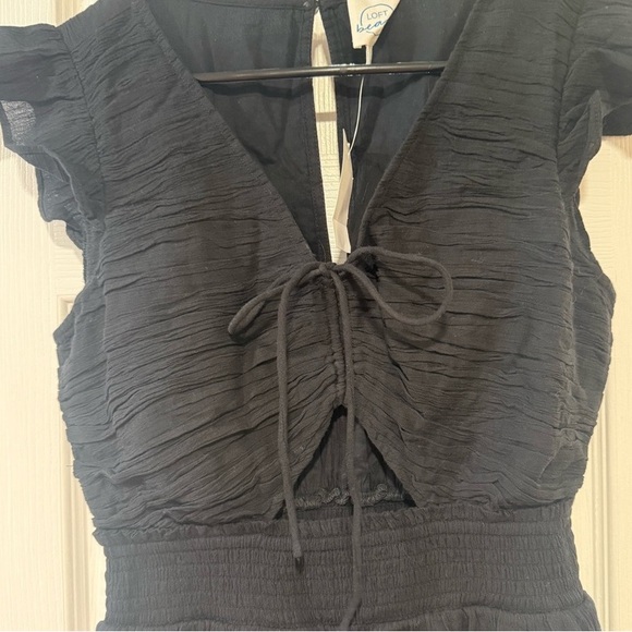 LOFT Elegant Black Midi Dress with Tie Front - Picture 4 of 4